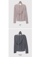 Rose Boat Neck Knit T-shirt + Tie Set (5color)