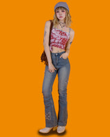 エンティックバタフライブーツカットデニムパンツ / entic butterfly bootscut denim pants