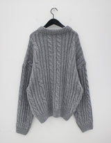 ウールプレッツェルバルキーニット / Wool pretzel bulky knit (4color)