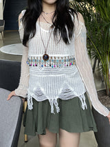 エスニックビンテージニーズニットスリーブレス / Ethnic Vintage Beads Knit Sleeveless