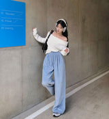 [BELLIDE MADE] Soft velvet velvet sweatshirt Wide pants