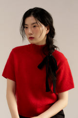 wool ribbon hair strap - black