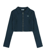 [NF] 2 WAY COLLAR ZIP-UP (BLUE)_F22QA702