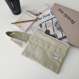 オックスフォードシンプルラインストラップポーチ - beige