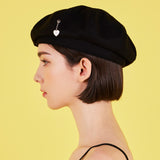 ハートチェーンスタッドリネンベレー帽