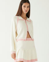ブークルニットクロップジップアップ/BOUCLE KNIT CROP ZIP UP IVORY