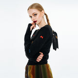 Round Neck Ribbon Cardigan [Rainbow]