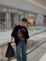 スカルモーターサイクルショートスリーブTシャツ