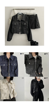 エンボッスドポケット2wayカラージャケット / embossed pocket two-way collar jacket