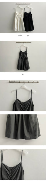 プリーツストリングナイロンスリーブレスミニドレス / Pleated String Nylon Sleeveless Mini Dress