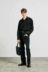 balmacaan welt pocket shirt jacket black (6615508353142)