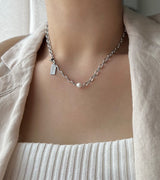 huu サージカルスチールヒップフレッシュウォーターパールボールド3ウェイネックレス / huu Surgical Steel Hip Fresh Water Pearl Bold Three-Way Necklace