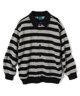 ストライプカラーカーディガンシャツ/Striped collar cardigan shirt C7 Oatmeal&Black