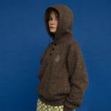ボタンフリースフーディー/BUTTON FLEECE HOODIE_CHOCO BROWN
