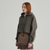 KHAKI EDGE LOGO HOOD ZIP-UP