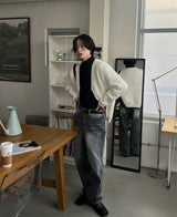 レッドドライデニムパンツ/Red dray denim