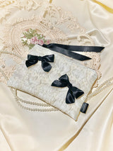 Glossy Organza Ribbon Zip-pouch (M)