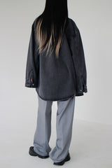 ウォッシュドデニムシャツジャケット / washed black denim shirt jacket