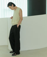 UNISEX PINTUCK STITCH WIDE PANTS M - BLACK (6689418641526)