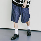 デニムワイドカーブフィット2タックバルミューダパンツ / DENIM WIDE CURVE FIT TWO TUCK BERMUDA PANTS INDIGO
