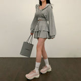 [Bellide made] skirt + hooded zip-up set