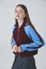 ボウクル2WAYジップアップニット / Boucle 2way Zip-up Knit [Burgundy]
