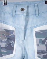 Blue Camouflage Patch Wide Denim jeans