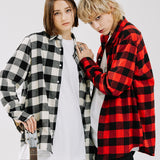 オーバーフィットフランネルシャツ/OVERFIT FLANNEL SHIRTS-RED+BLACK
