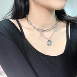 ビッグチェーンチョーカーレイヤードネックレス / Big Chain Choker Layered Necklace