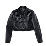 エナメルレザークロップジャケット / ENAMEL LEATHER CROP JACKET