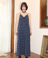 ネイビーチェック&ペイズリードレス / navy check & paisley dress (4506538246262)