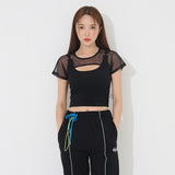 スリーブレスレイヤードクロップTシャツ/TOP(9233)Sleeveless Layered Crop Tee