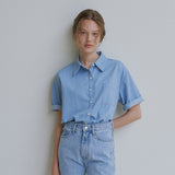 デニムステッチハーフシャツ / Denim stitch half shirt