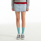 チェリープラネットデニムスカート / CHERRY PLANT DENIM SKIRT [LIGHT BLUE]