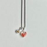 グラスハートネックレス/GLASS HEART NECKLACE(PINK)