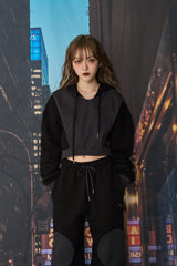 ラインクロップフーディー / LINE CROP HOODIE (BLACK)