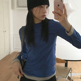 アーツ配色レイヤード一体型クロップ長袖Tシャツ