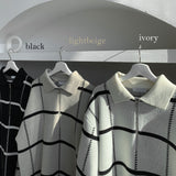 87 Check Half Zip Up Collar Knit (3color)