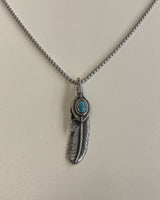 ターコイズフェザーネックレス / turquoise feather necklace