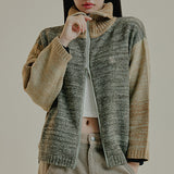 TONE VARIATION BOUCLE KNIT ZIP UP
