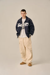 BIG LOGO PIPING BLOUSON - NAVY