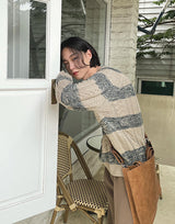 Stripe Extended Sleeve Knit Top (3color) (6598830063734)