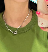 sspoi サージカルスティールトグルツーウェイパールゲストロックネックレス / sspoi Surgical Steel Toggle Bar Two-Way Pearl Guest Look Necklace