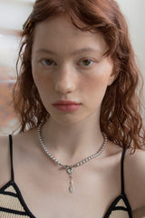 ハートポイントシルバーパールネックレス/Heart point silver pearl necklace