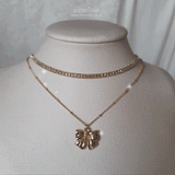 Lovely Ribbon Layered Necklace - Gold