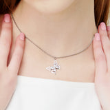 CUBIC ZIRCONIA SILVER BUTTERFLY PENDANT NECKLACE