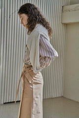 ベルトボタンスカート/BELTED BUTTON SKIRT_BEIGE