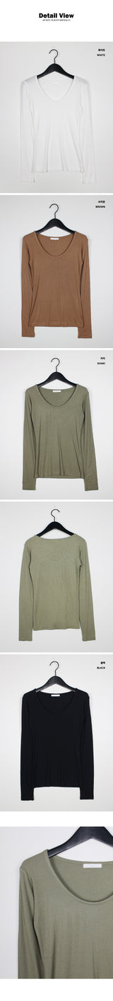 UネックリブドTシャツ / U Neck Ribbed T-shirt (4color)