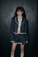 ストライプクロップジャケット / stripe crop  jk - charcoal
