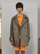 FAUX LEATHER PEACOAT CEDAR (6594030141558)